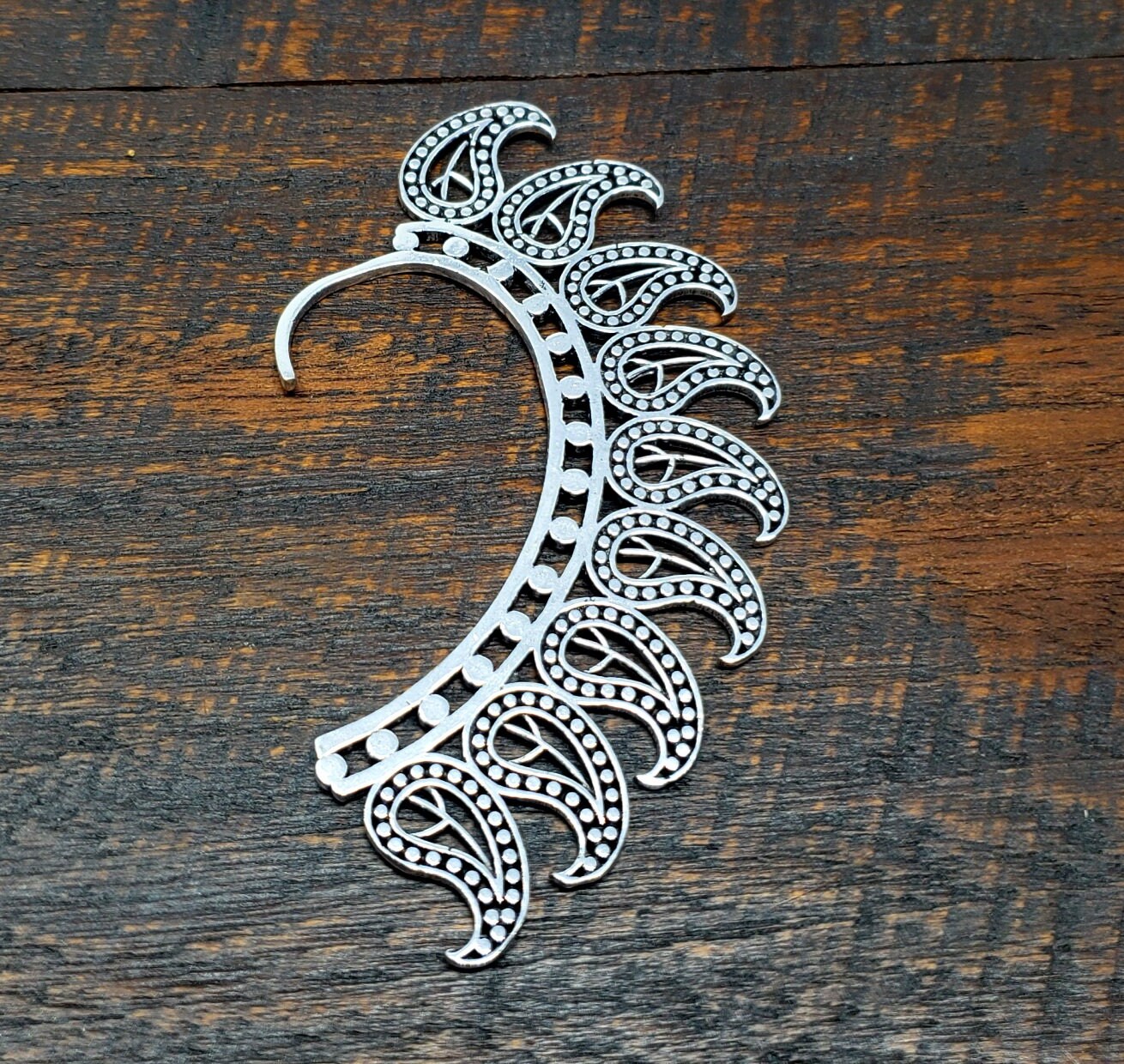 Silver Paisley Waves Silver Ear Cuff Brass Jewelry