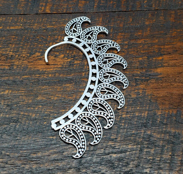Silver Paisley Waves Silver Ear Cuff Brass Jewelry