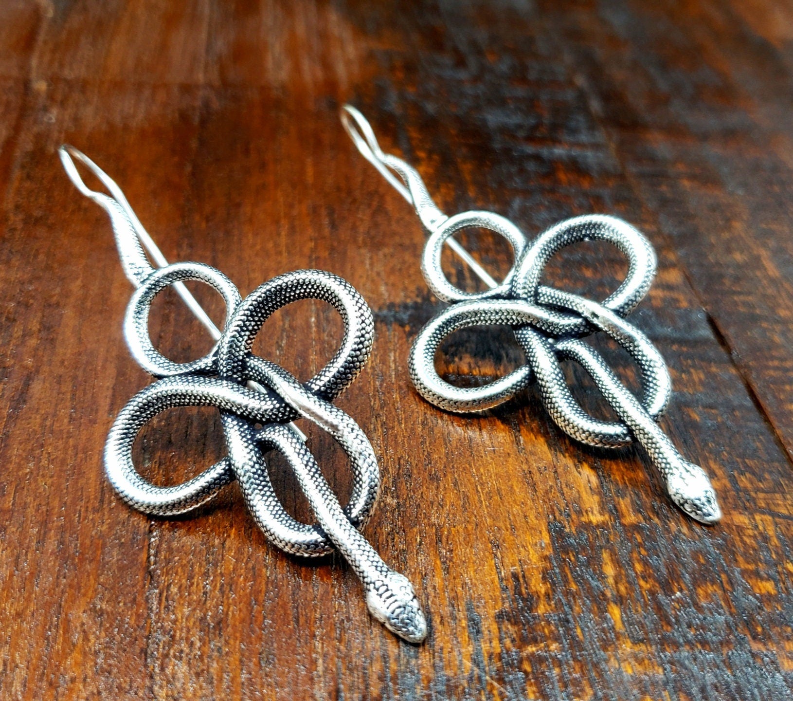 Silver Snake Knot Threader Earrings