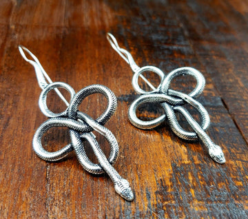 Silver Snake Knot Threader Earrings