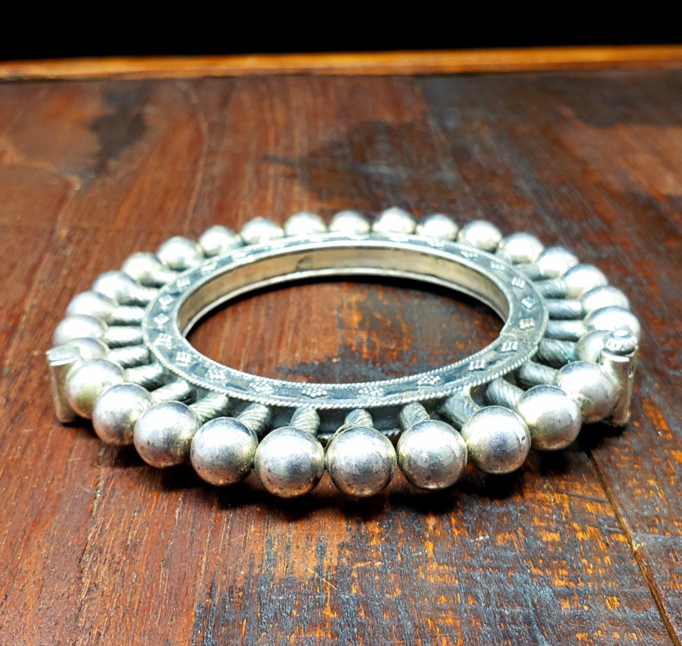 Antique Sterling Silver Rajasthani Indian Ceremonial Cuff