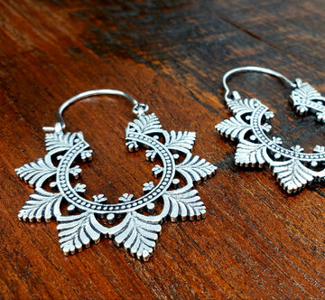 Royal Silver Fern Earrings Bohemian Boho Jewelry