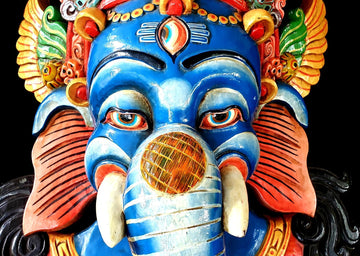 Large Blue Ganesh Tibetan Mask