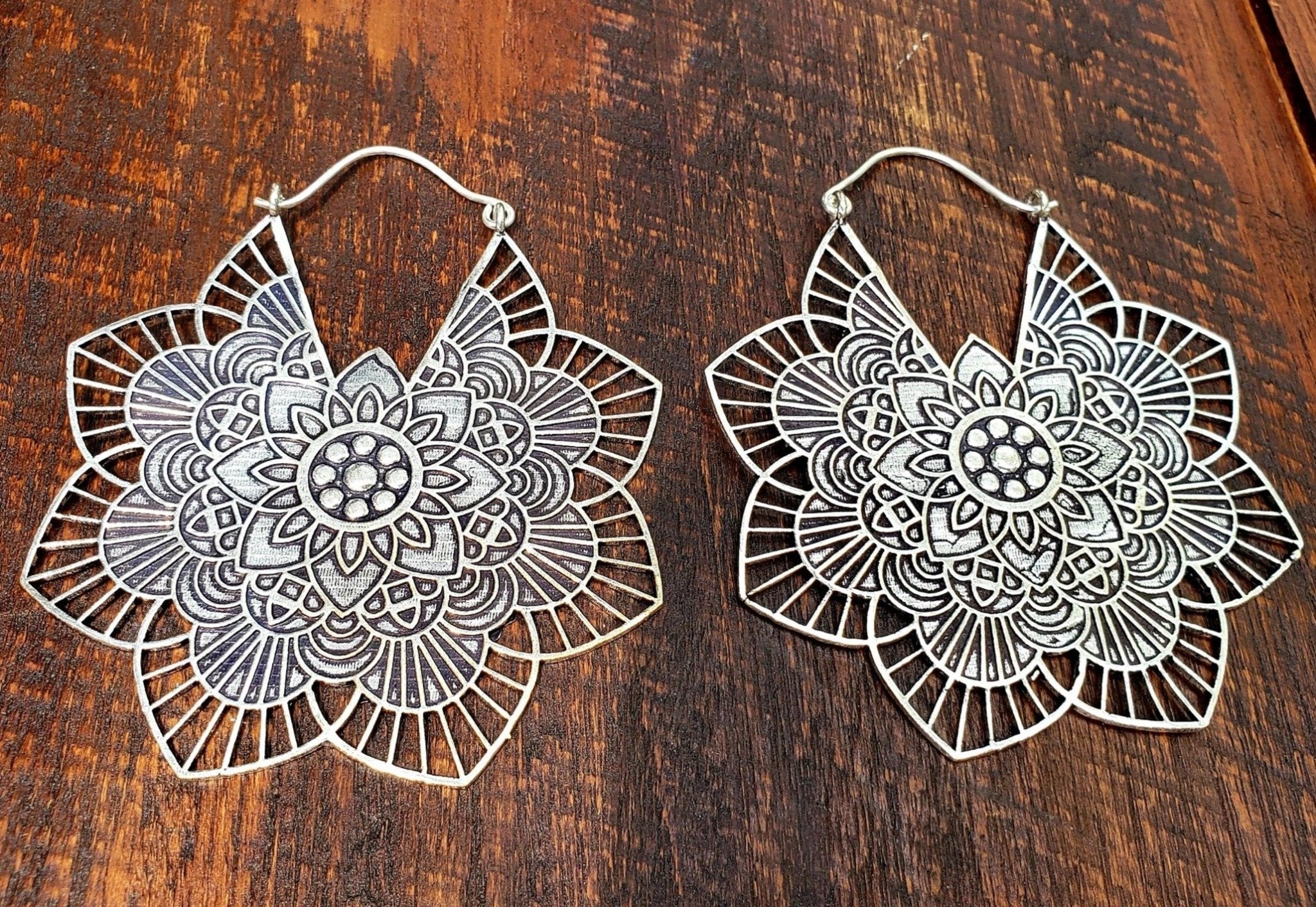Large Lotus Mandala Earrings