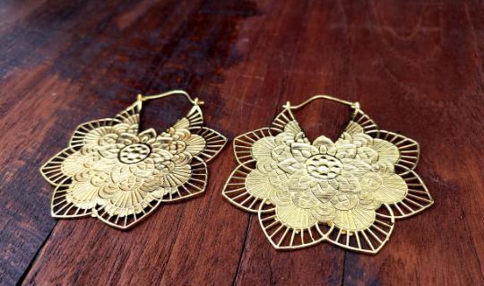 Large Lotus Mandala Earrings