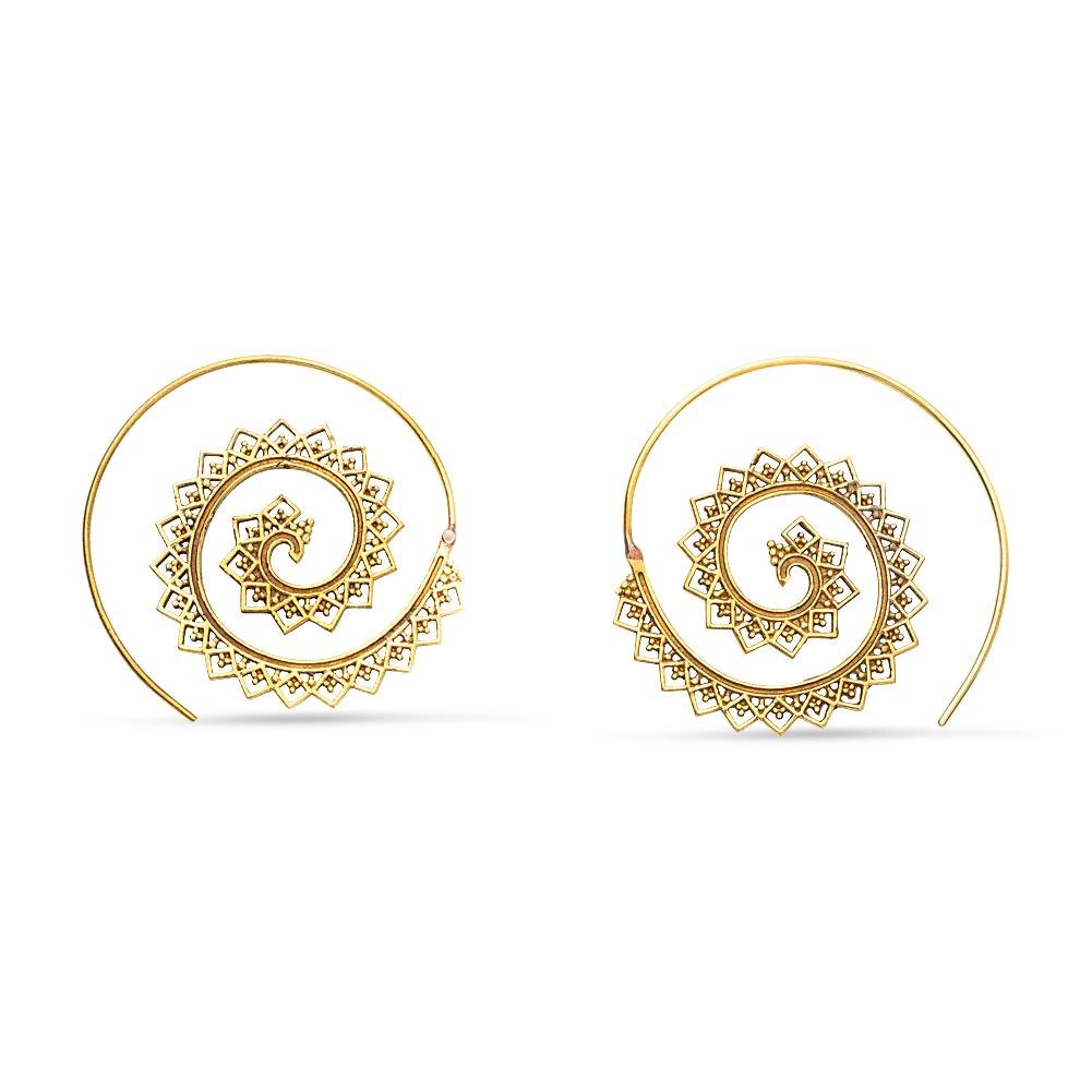 Mandala lace Spiral Hoop Threader Earrings