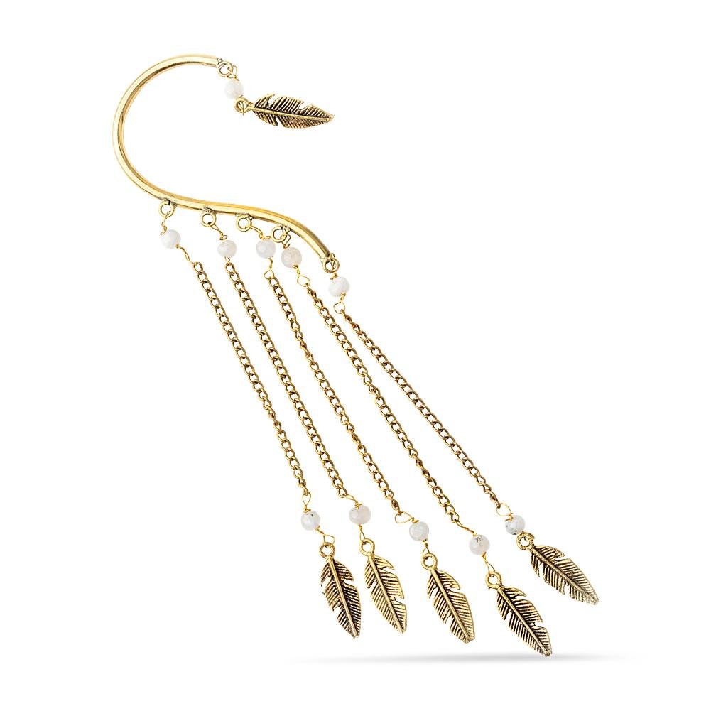 Moonstone Chain Ear Cuff Wrap Around Earring