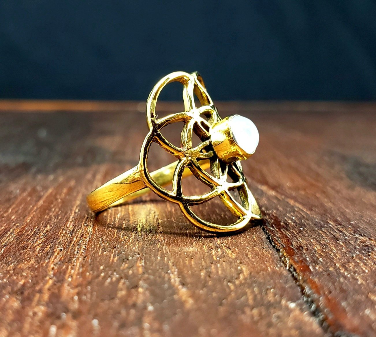 Moonstone Seed of Life Ring