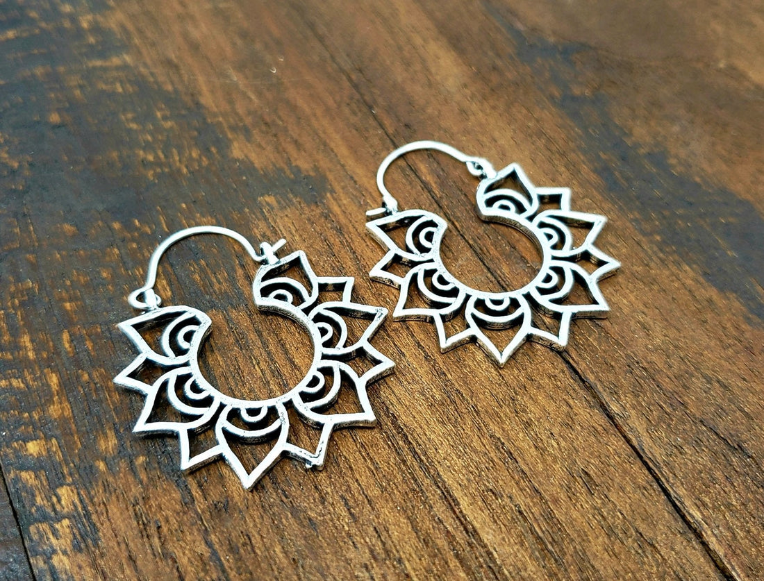 Small Lotus Hoop Earrings