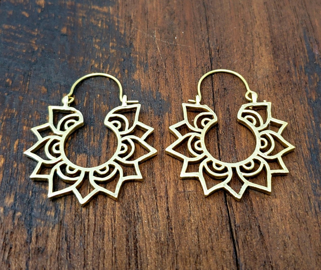 Small Lotus Hoop Earrings
