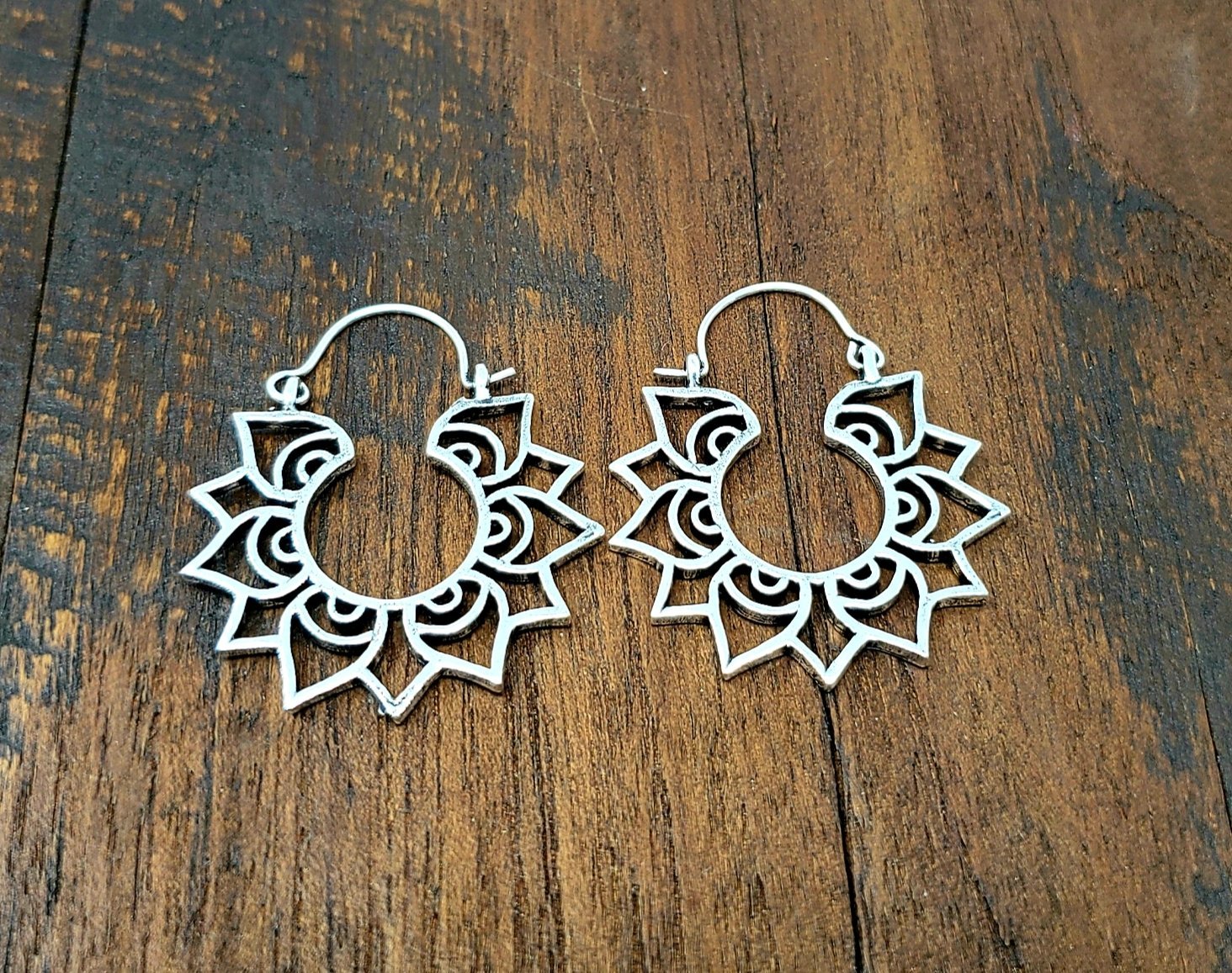 Small Lotus Hoop Earrings