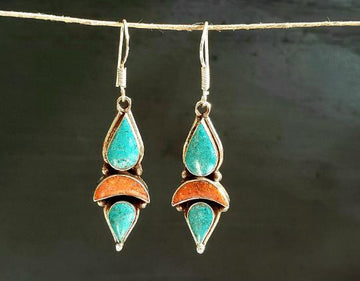 Turquoise Tibetan Earrings