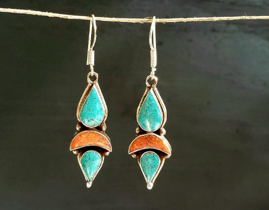 Turquoise Tibetan Earrings